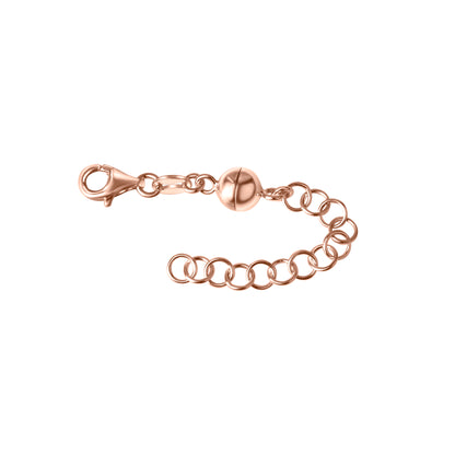 925 Sterling Silber Kugel-Magnetschließe mit Verlängerungskette 7cm - gold, silber, rotgold