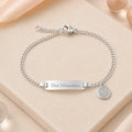 Baby Kinder Schildarmband mit Babyfüße 925 Silber gravierbar - Panzerarmband 14cm