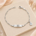 Baby Kinder Schildarmband mit Lebensbaum 925 Silber gravierbar - Figaroarmband 14cm