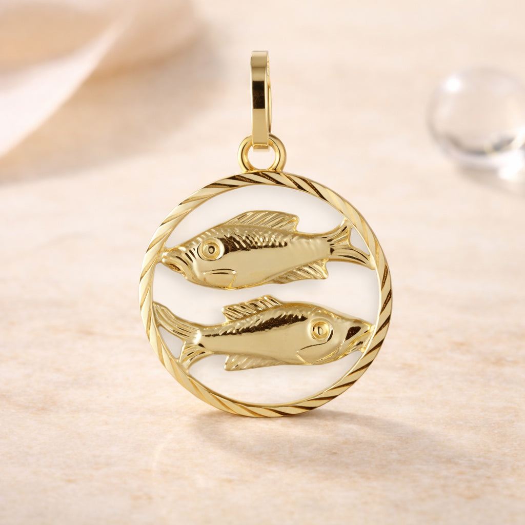 Sternzeichen Anhänger Damen 925 Sterling Silber vergoldet 15mm - optional 45cm Kette