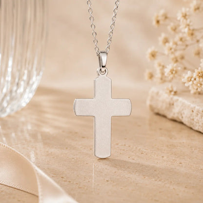 Kreuz Anhänger Damen 925 Sterling Silber Christusmotiv teilmattiert - gravierbar mit optionaler Kette 45cm