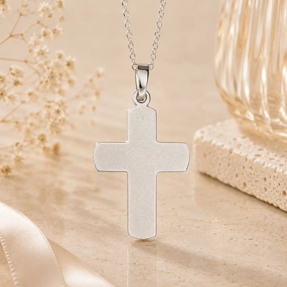 Kreuz Anhänger Damen 925 Sterling Silber diamantiert und gehämmert - gravierbar mit optionaler Kette 45cm