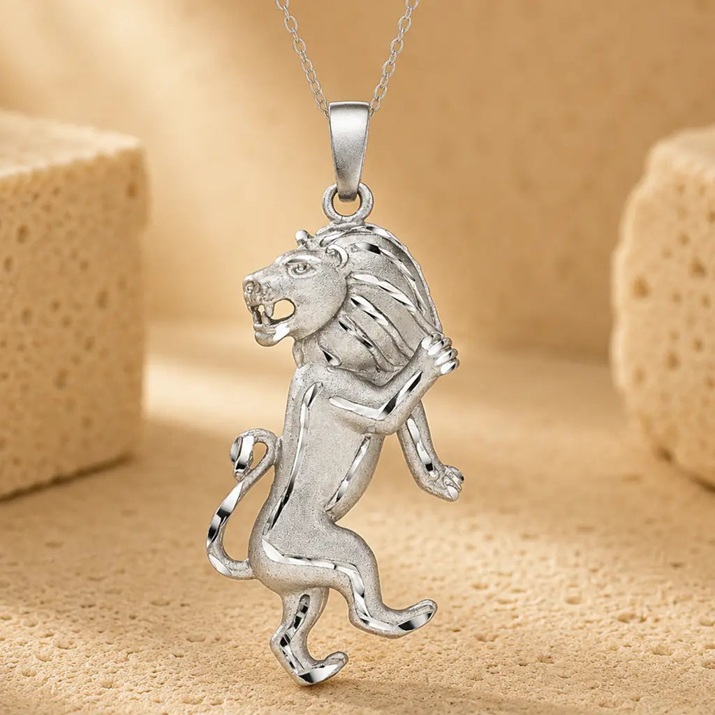 Sternzeichen Anhänger 925 Sterling Silber rhodiniert teilmattiert 3D Design 30mm - optional 45cm Ankerkette