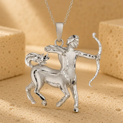 Sternzeichen Anhänger 925 Sterling Silber rhodiniert teilmattiert 3D Design 30mm - optional 45cm Ankerkette