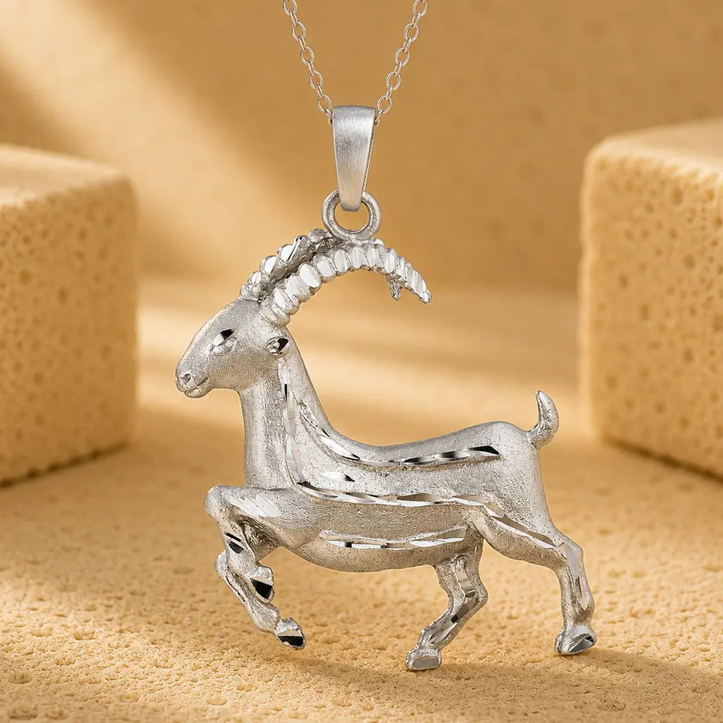Sternzeichen Anhänger 925 Sterling Silber rhodiniert teilmattiert 3D Design 30mm - optional 45cm Ankerkette