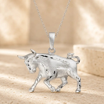 Sternzeichen Anhänger 925 Sterling Silber rhodiniert teilmattiert 3D Design 30mm - optional 45cm Ankerkette