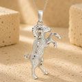 Sternzeichen Anhänger 925 Sterling Silber rhodiniert teilmattiert 3D Design 30mm - optional 45cm Ankerkette