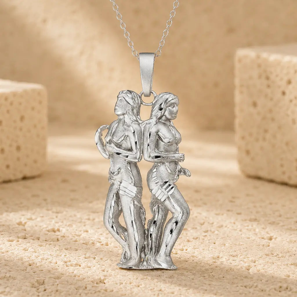Sternzeichen Anhänger 925 Sterling Silber rhodiniert teilmattiert 3D Design 30mm - optional 45cm Ankerkette