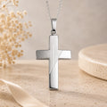 Kreuz Anhänger Damen 925 Sterling Silber teilmattiert - gravierbar mit optionaler Ankerkette 45cm