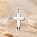 Kreuz Anhänger Damen 925 Sterling Silber weißer Lack - gravierbar mit optionaler Ankerkette 45cm