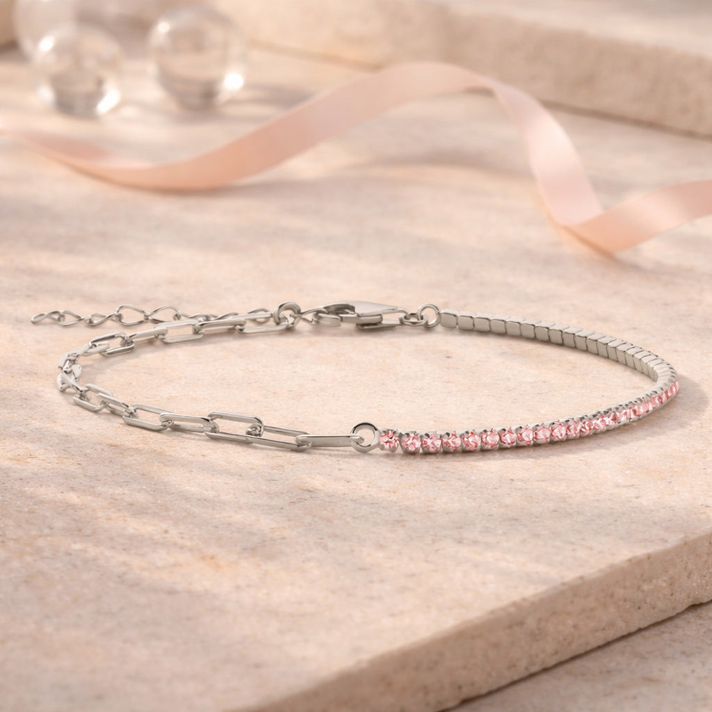 Armband aus 925er Sterling Silber - Halb Tennisarmband, Halb Ankerkette