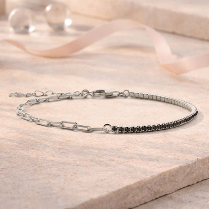 Armband aus 925er Sterling Silber - Halb Tennisarmband, Halb Ankerkette
