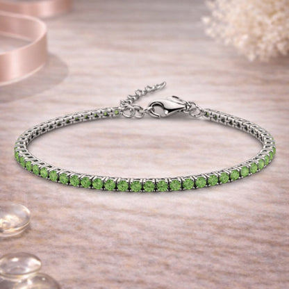 Tennisarmband aus 925er Sterling Silber mit Zirkonia - verschiedene Farben