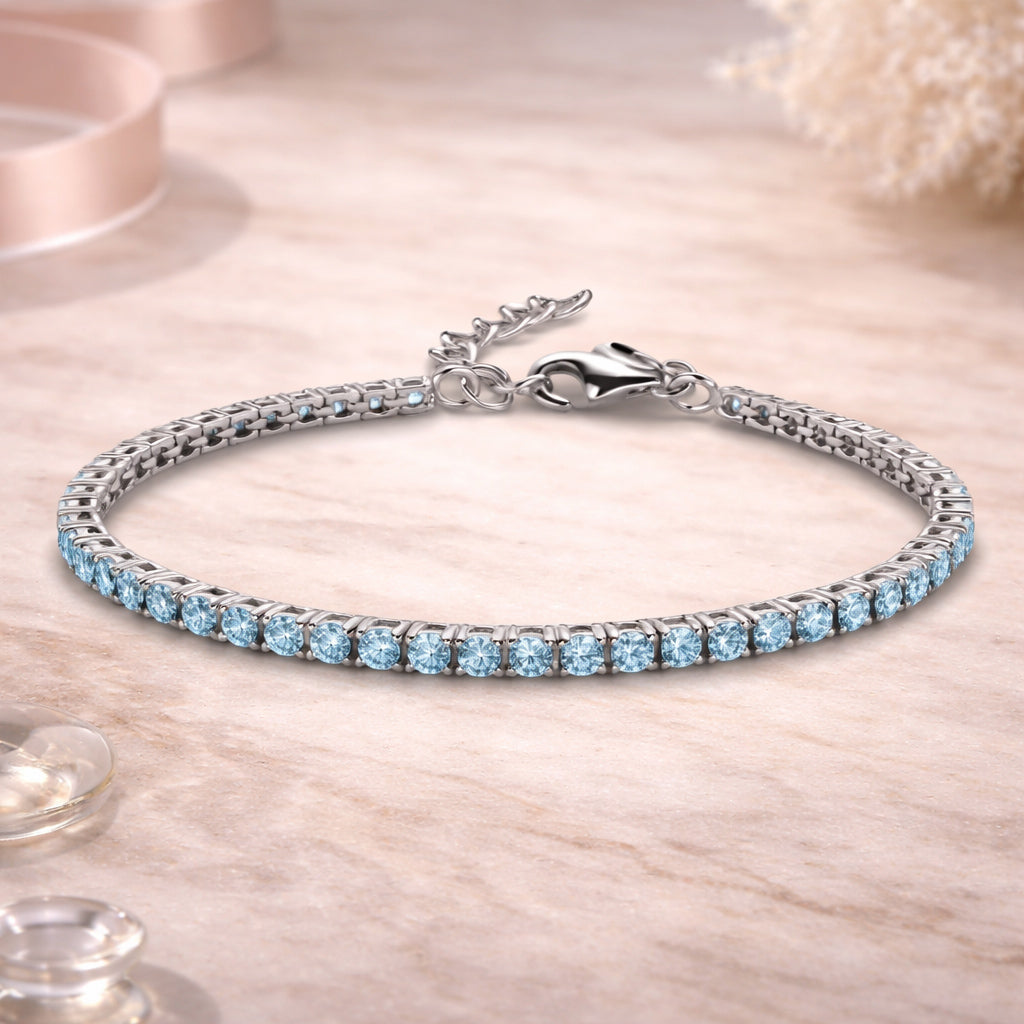 Tennisarmband aus 925er Sterling Silber mit Zirkonia - verschiedene Farben
