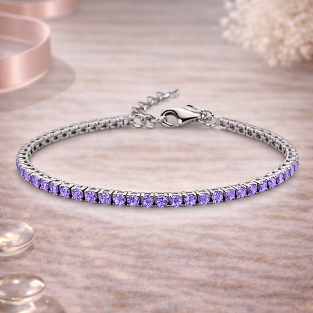 Tennisarmband aus 925er Sterling Silber mit Zirkonia - verschiedene Farben