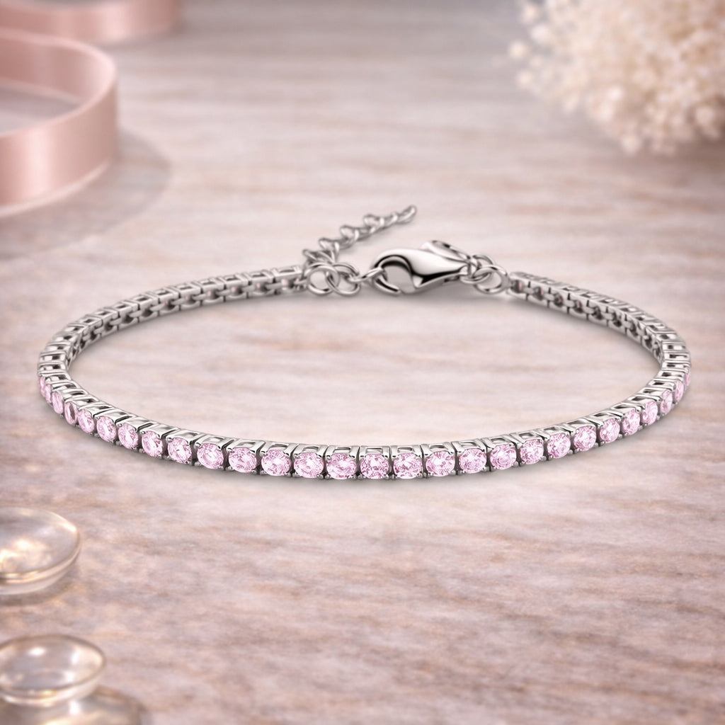 Tennisarmband aus 925er Sterling Silber mit Zirkonia - verschiedene Farben