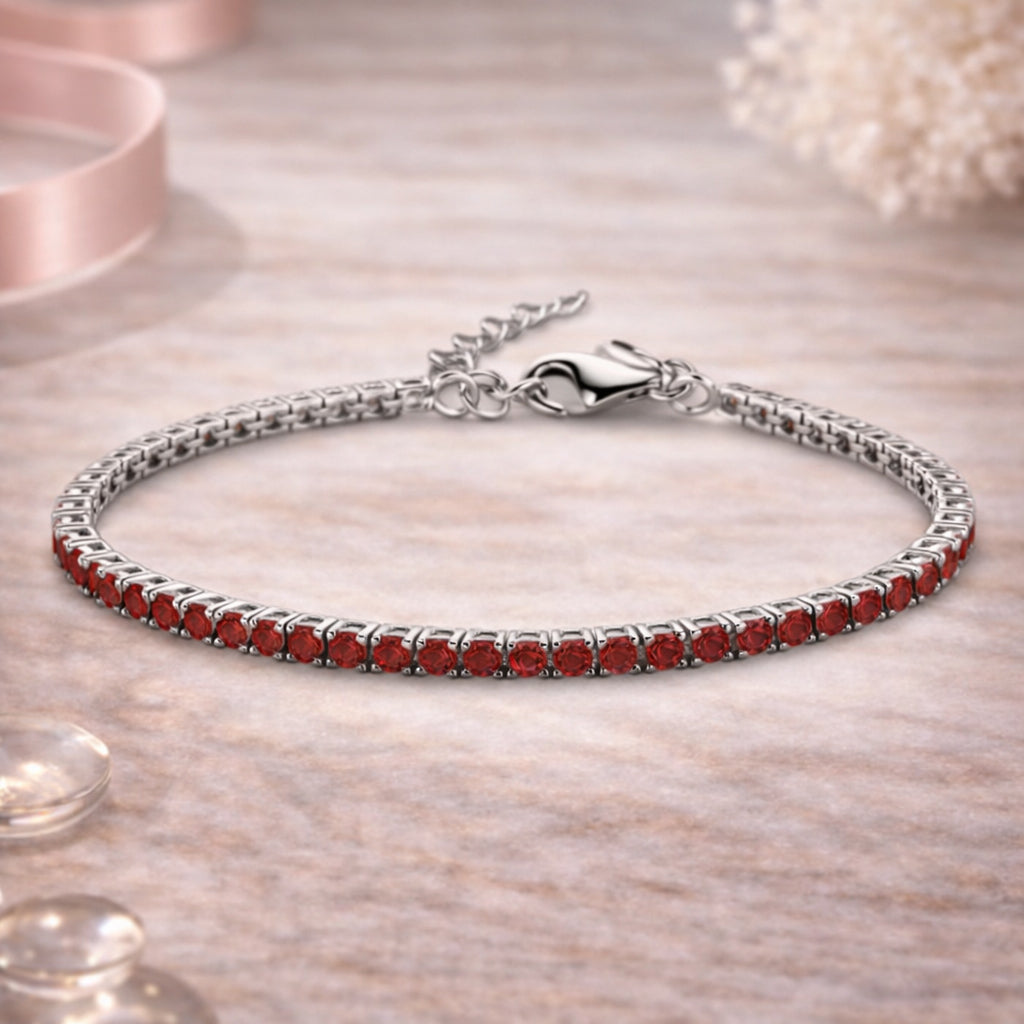 Tennisarmband aus 925er Sterling Silber mit Zirkonia - verschiedene Farben