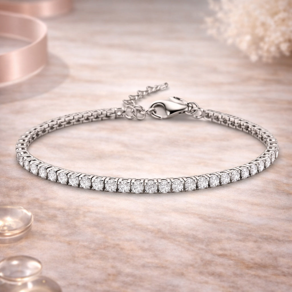 Tennisarmband aus 925er Sterling Silber mit Zirkonia - verschiedene Farben