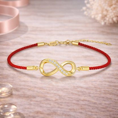 Textilarmband mit Infinity und Zirkonia - 925 Sterling Silber Elemente - verschiedene Farben