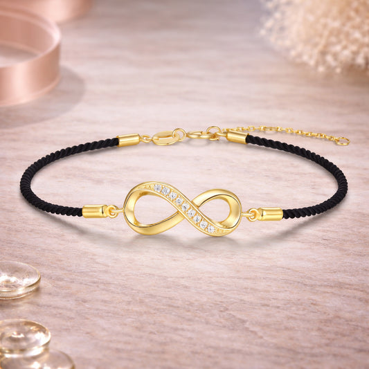 Textilarmband mit Infinity und Zirkonia - 925 Sterling Silber Elemente - verschiedene Farben