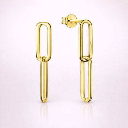 Damen Ohrstecker 925 Sterling Silber Paperclip-Design - vergoldet oder rhodiniert