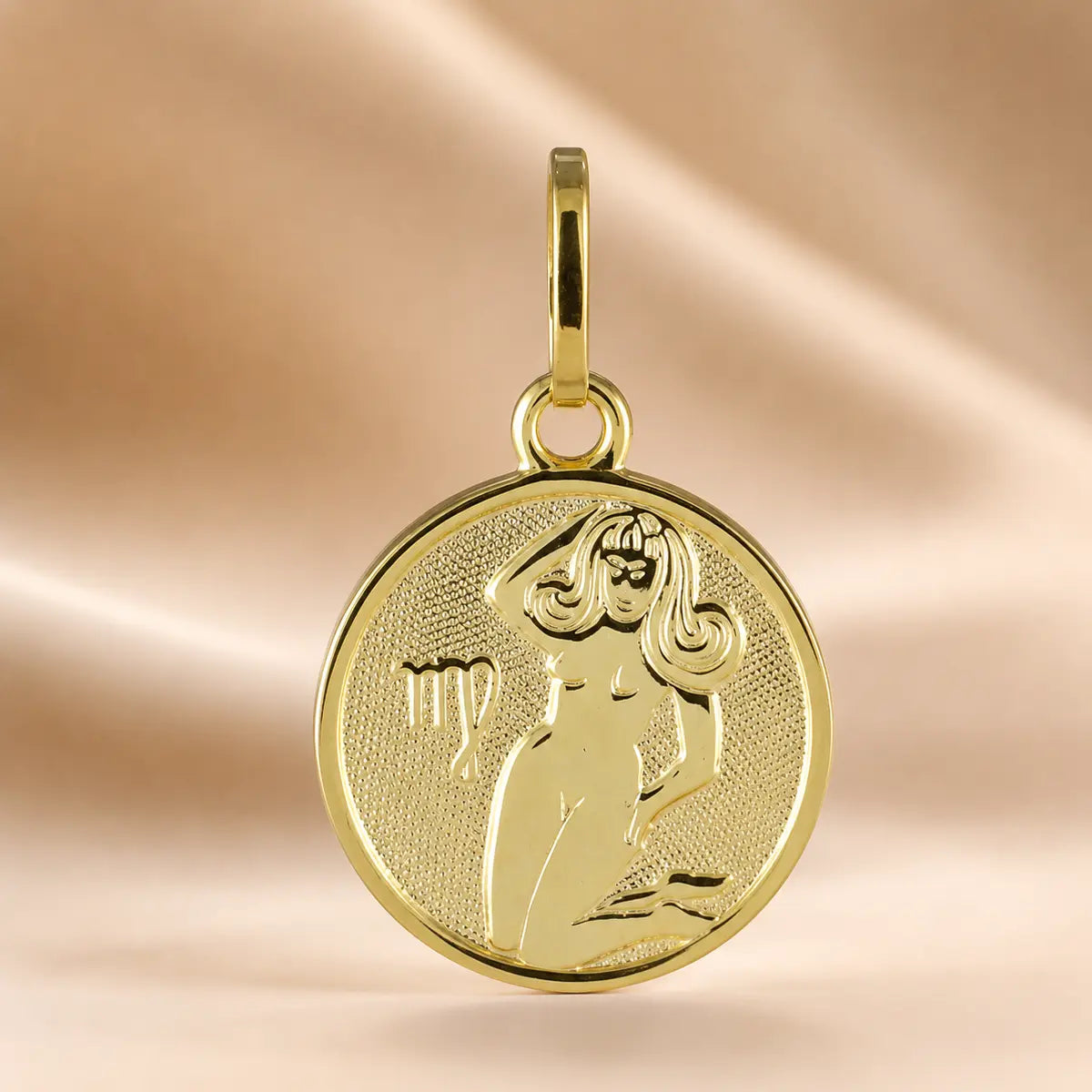Sternzeichen Anhänger Damen 925 Sterling Silber vergoldet 12mm - optional mit Kette 45cm