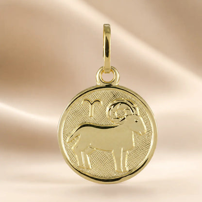 Sternzeichen Anhänger Damen 925 Sterling Silber vergoldet 12mm - optional mit Kette 45cm
