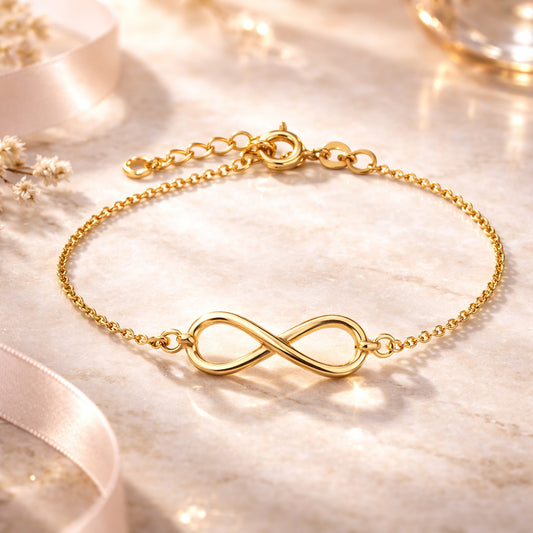 Damen Armband 925 Sterling Silber Infinity 16cm mit 3cm Verlängerung - silber oder gold