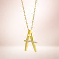 Buchstaben Anhänger Damen 925er Sterling Silber vergoldet Zirkonia - optional mit Kette 45cm
