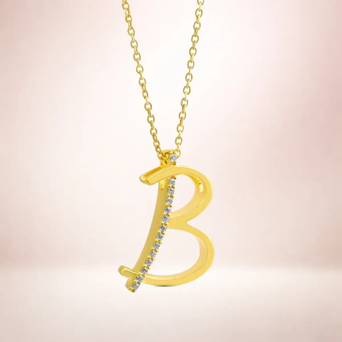 Buchstaben Anhänger Damen 925er Sterling Silber vergoldet Zirkonia - optional mit Kette 45cm