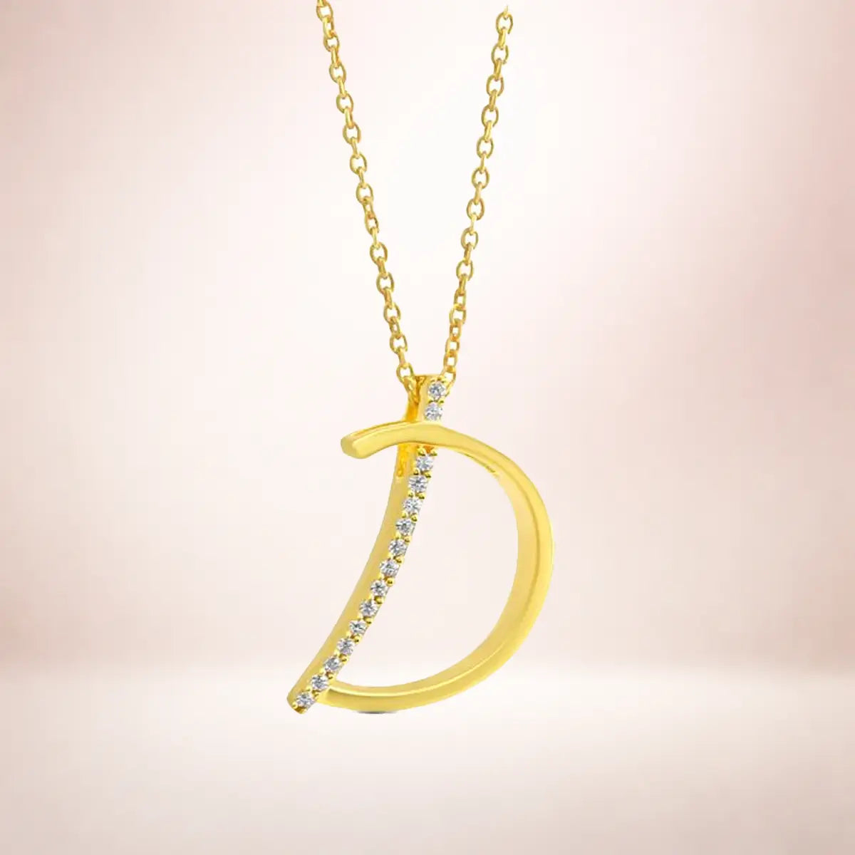 Buchstaben Anhänger Damen 925er Sterling Silber vergoldet Zirkonia - optional mit Kette 45cm