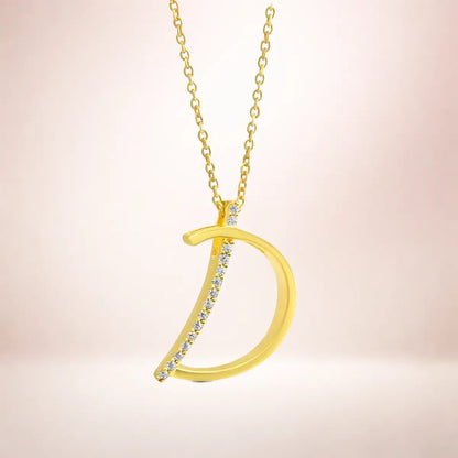 Buchstaben Anhänger Damen 925er Sterling Silber vergoldet Zirkonia - optional mit Kette 45cm