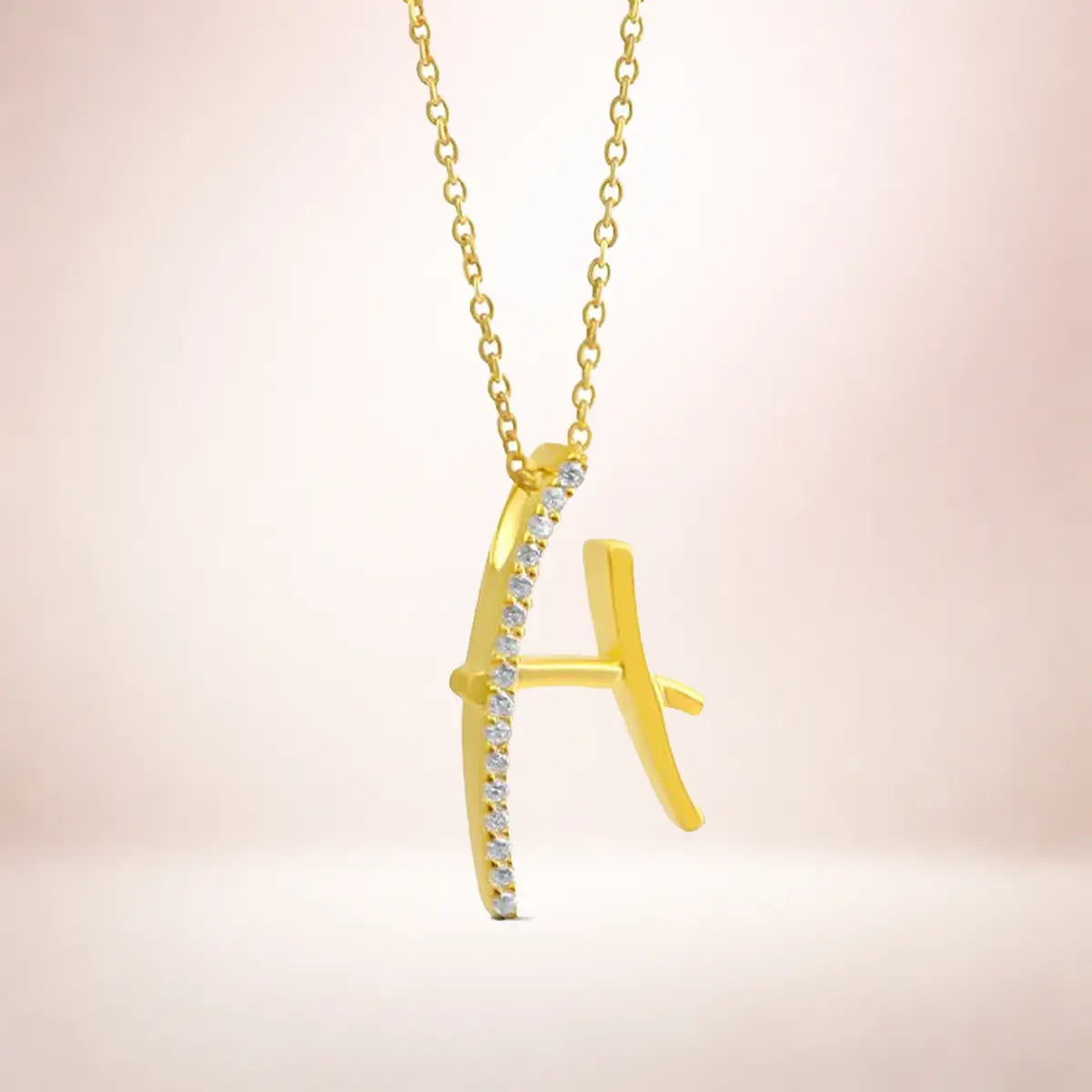 Buchstaben Anhänger Damen 925er Sterling Silber vergoldet Zirkonia - optional mit Kette 45cm