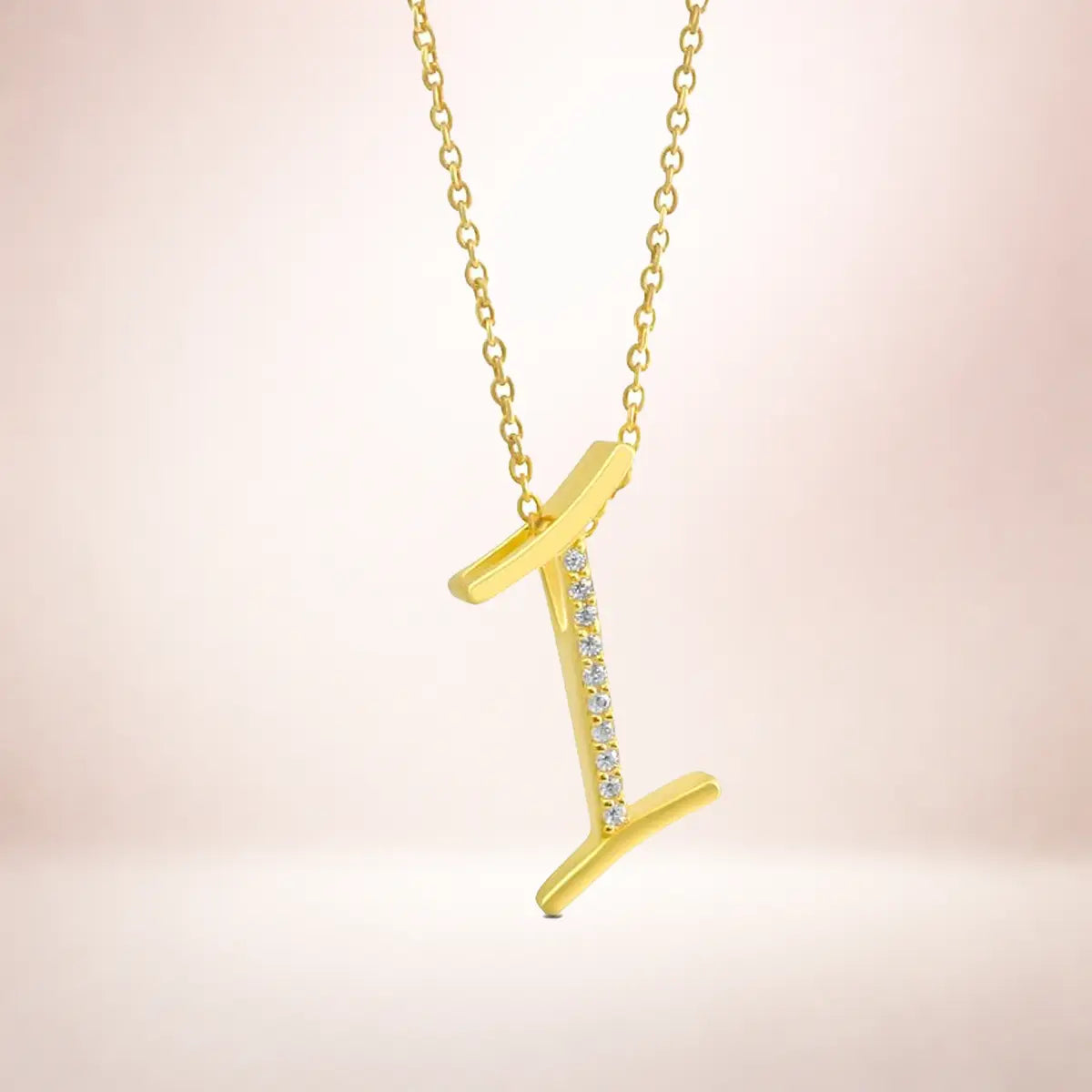 Buchstaben Anhänger Damen 925er Sterling Silber vergoldet Zirkonia - optional mit Kette 45cm
