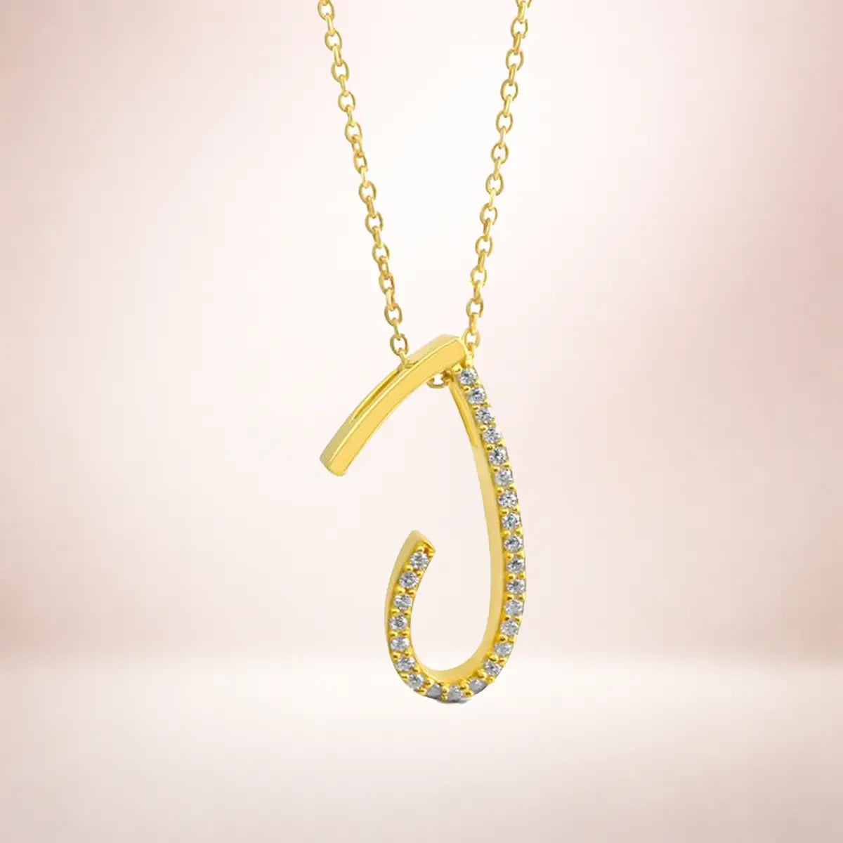 Buchstaben Anhänger Damen 925er Sterling Silber vergoldet Zirkonia - optional mit Kette 45cm
