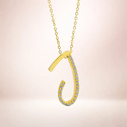 Buchstaben Anhänger Damen 925er Sterling Silber vergoldet Zirkonia - optional mit Kette 45cm