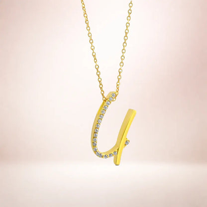 Buchstaben Anhänger Damen 925er Sterling Silber vergoldet Zirkonia - optional mit Kette 45cm