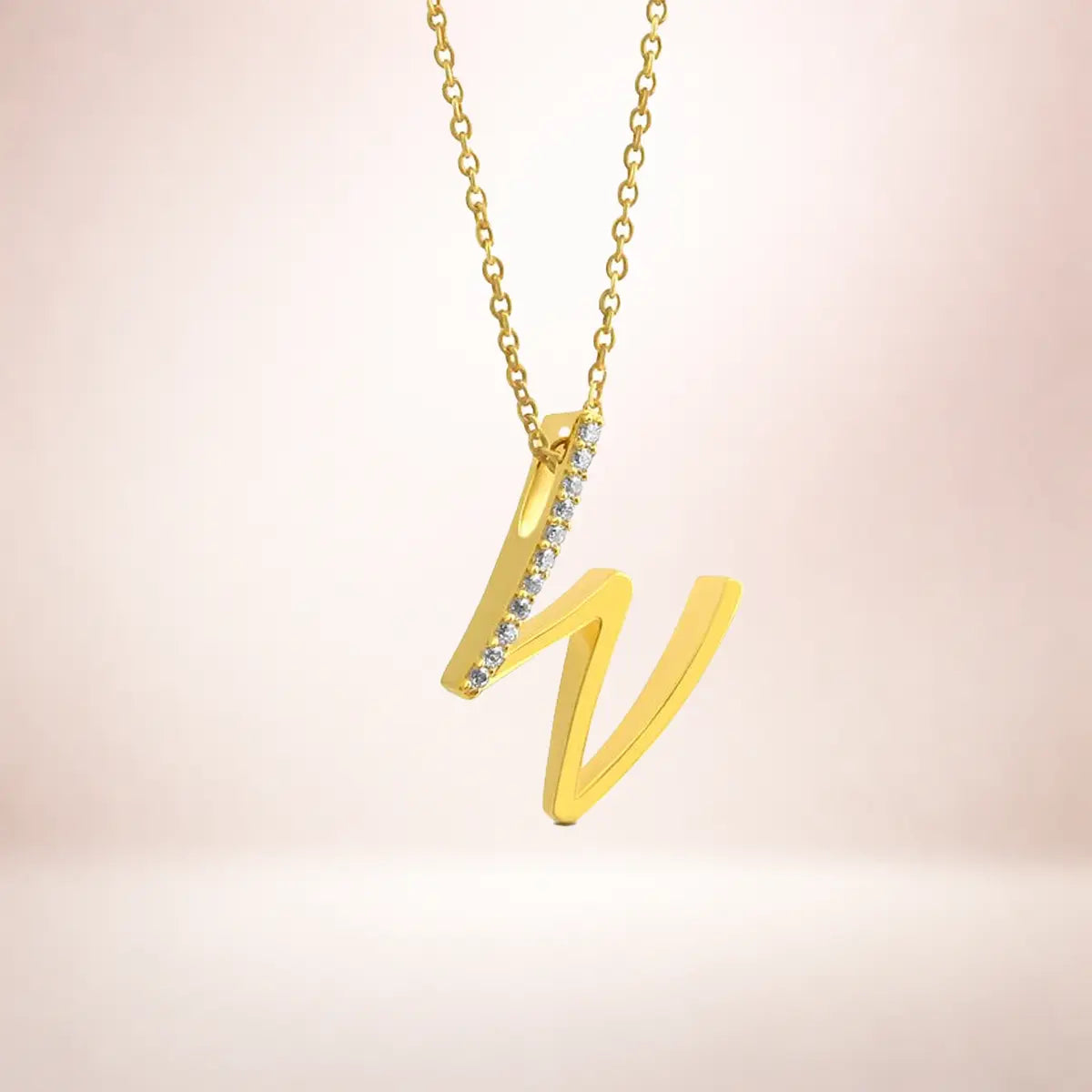 Buchstaben Anhänger Damen 925er Sterling Silber vergoldet Zirkonia - optional mit Kette 45cm