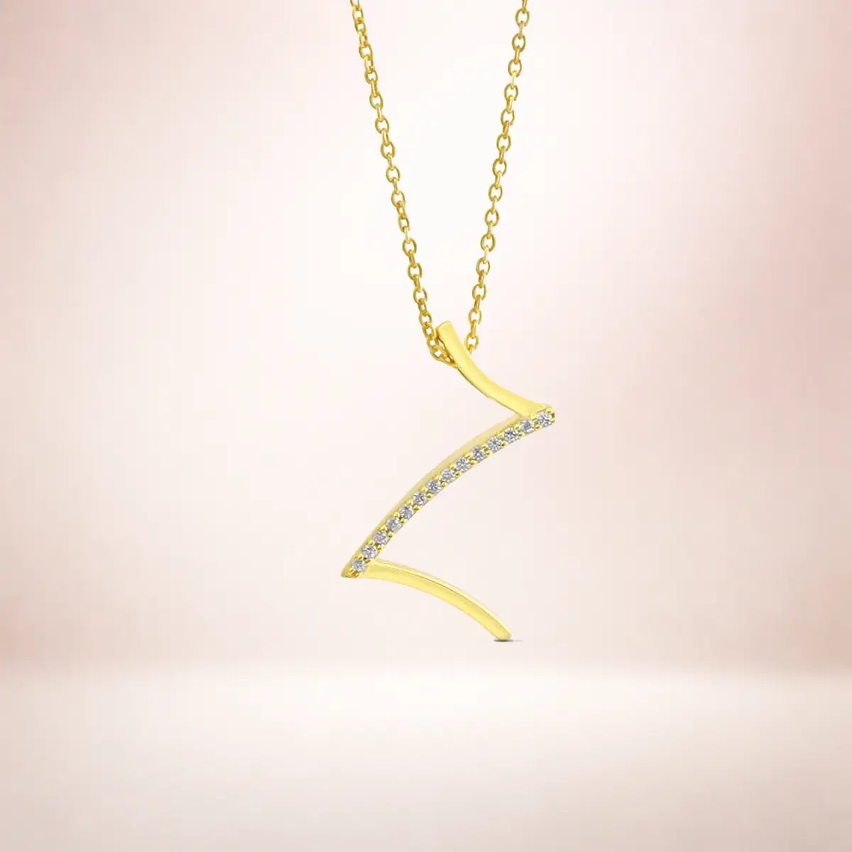 Buchstaben Anhänger Damen 925er Sterling Silber vergoldet Zirkonia - optional mit Kette 45cm