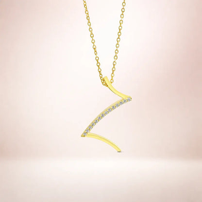 Buchstaben Anhänger Damen 925er Sterling Silber vergoldet Zirkonia - optional mit Kette 45cm