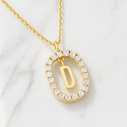 Damen Buchstaben Anhänger Modeschmuck goldfarben mit Strasskreis 43cm Kette  - verschiedene Buchstaben