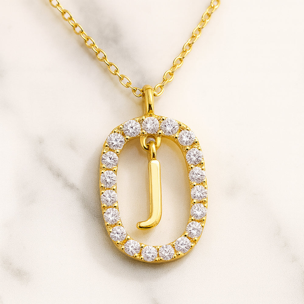 Damen Buchstaben Anhänger Modeschmuck goldfarben mit Strasskreis 43cm Kette  - verschiedene Buchstaben
