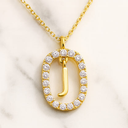 Damen Buchstaben Anhänger Modeschmuck goldfarben mit Strasskreis 43cm Kette  - verschiedene Buchstaben