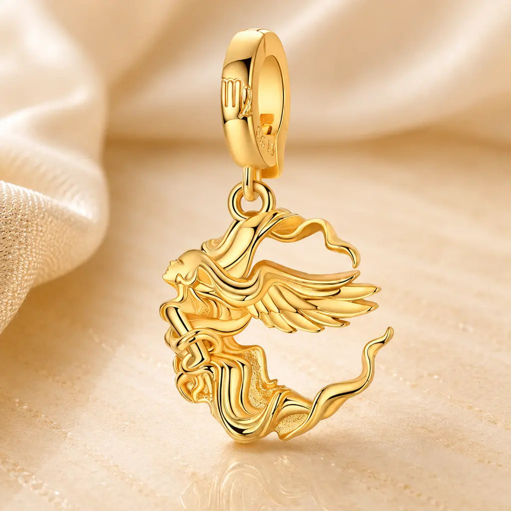 Sternzeichen Charm Anhänger Damen 925 Sterling Silber vergoldet - 12 Tierkreiszeichen
