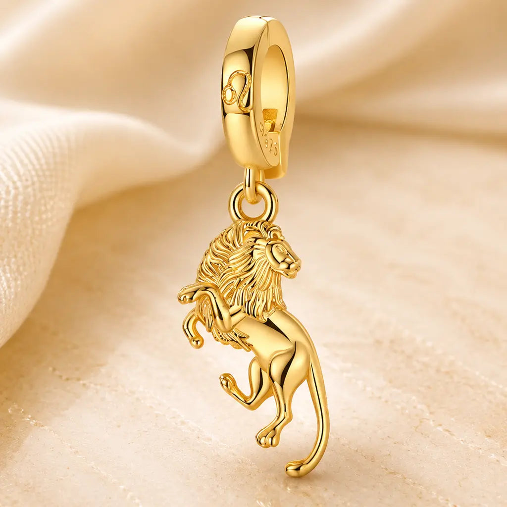 Sternzeichen Charm Anhänger Damen 925 Sterling Silber vergoldet - 12 Tierkreiszeichen