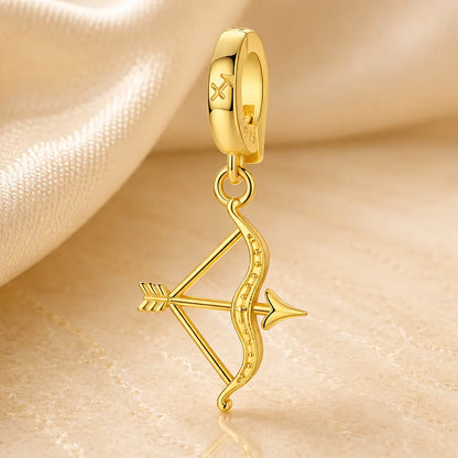 Sternzeichen Charm Anhänger Damen 925 Sterling Silber vergoldet - 12 Tierkreiszeichen