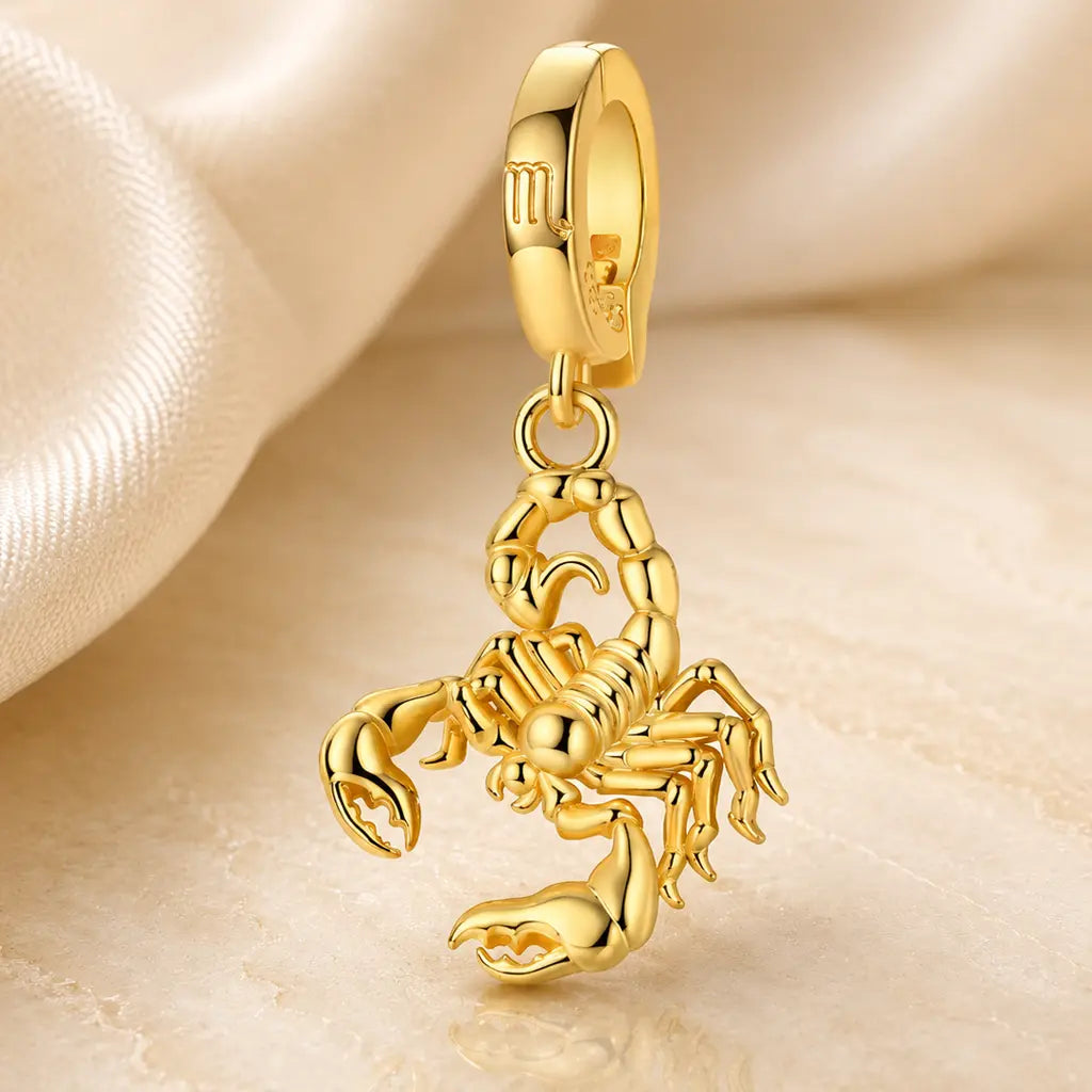 Sternzeichen Charm Anhänger Damen 925 Sterling Silber vergoldet - 12 Tierkreiszeichen