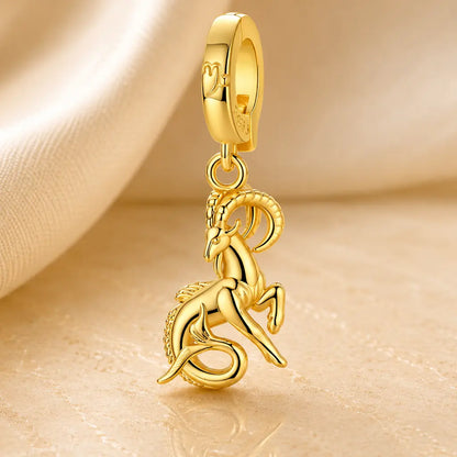 Sternzeichen Charm Anhänger Damen 925 Sterling Silber vergoldet - 12 Tierkreiszeichen