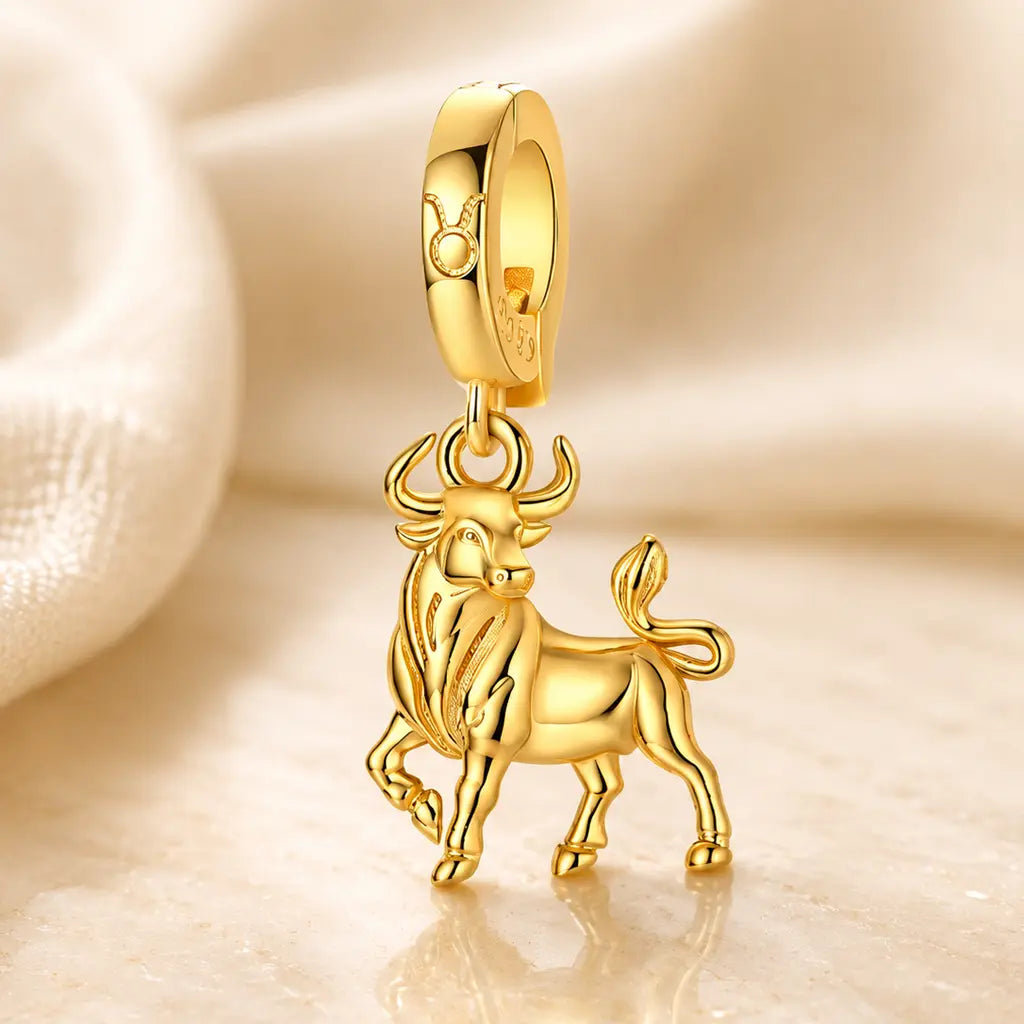 Sternzeichen Charm Anhänger Damen 925 Sterling Silber vergoldet - 12 Tierkreiszeichen