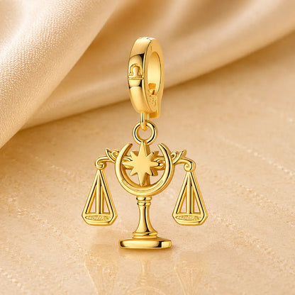 Sternzeichen Charm Anhänger Damen 925 Sterling Silber vergoldet - 12 Tierkreiszeichen